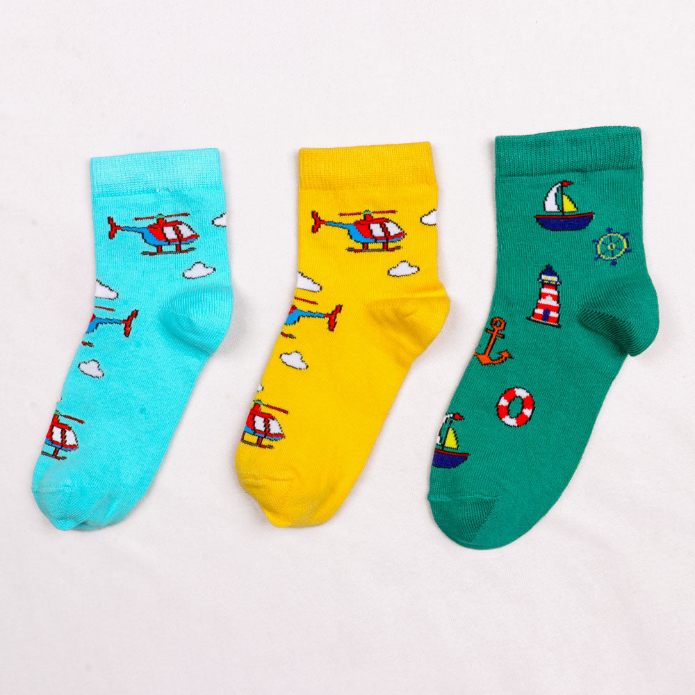 3 Pk Mustang Sky Adventures Baby Socks