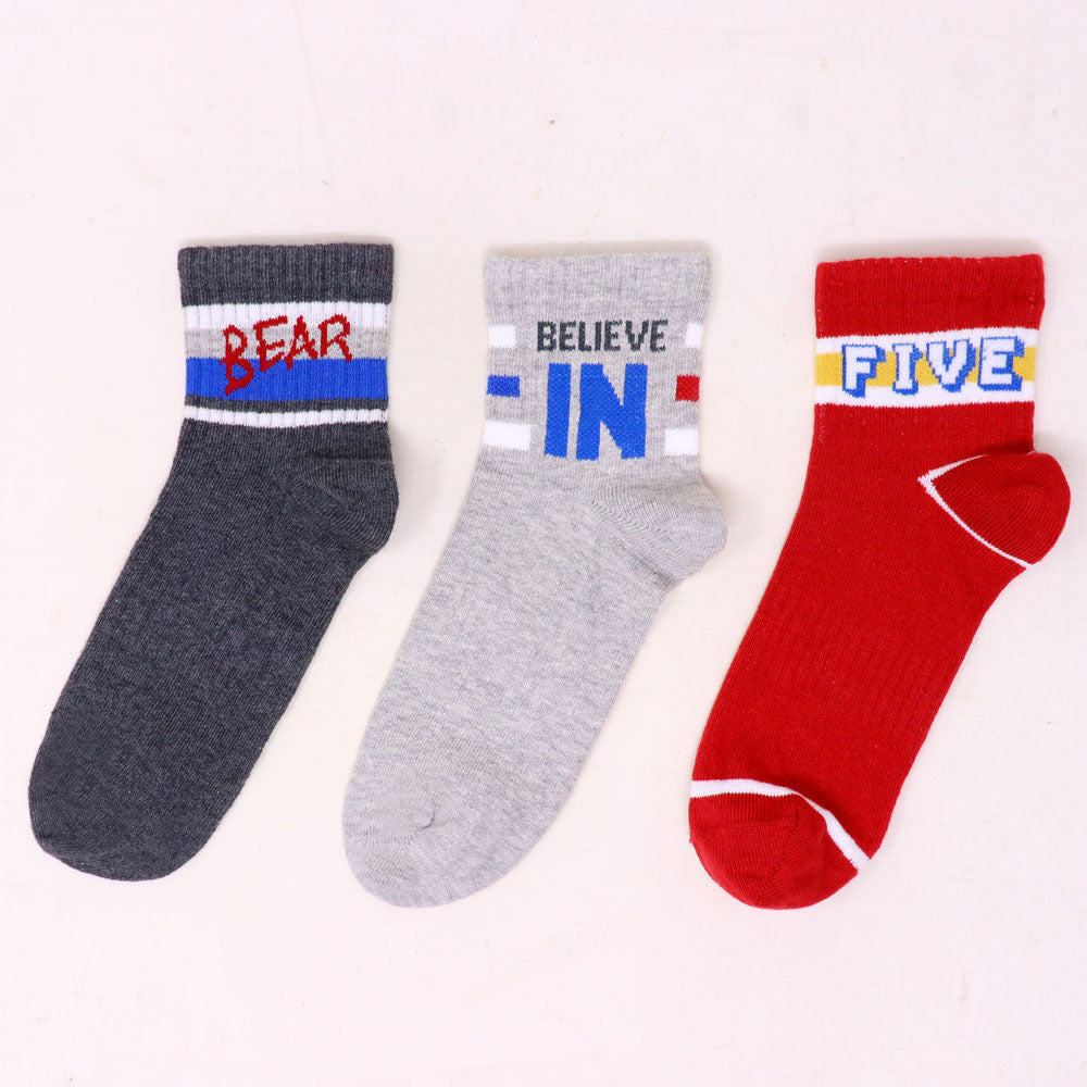 3 Pk Mustang Power play Kids Crew Socks