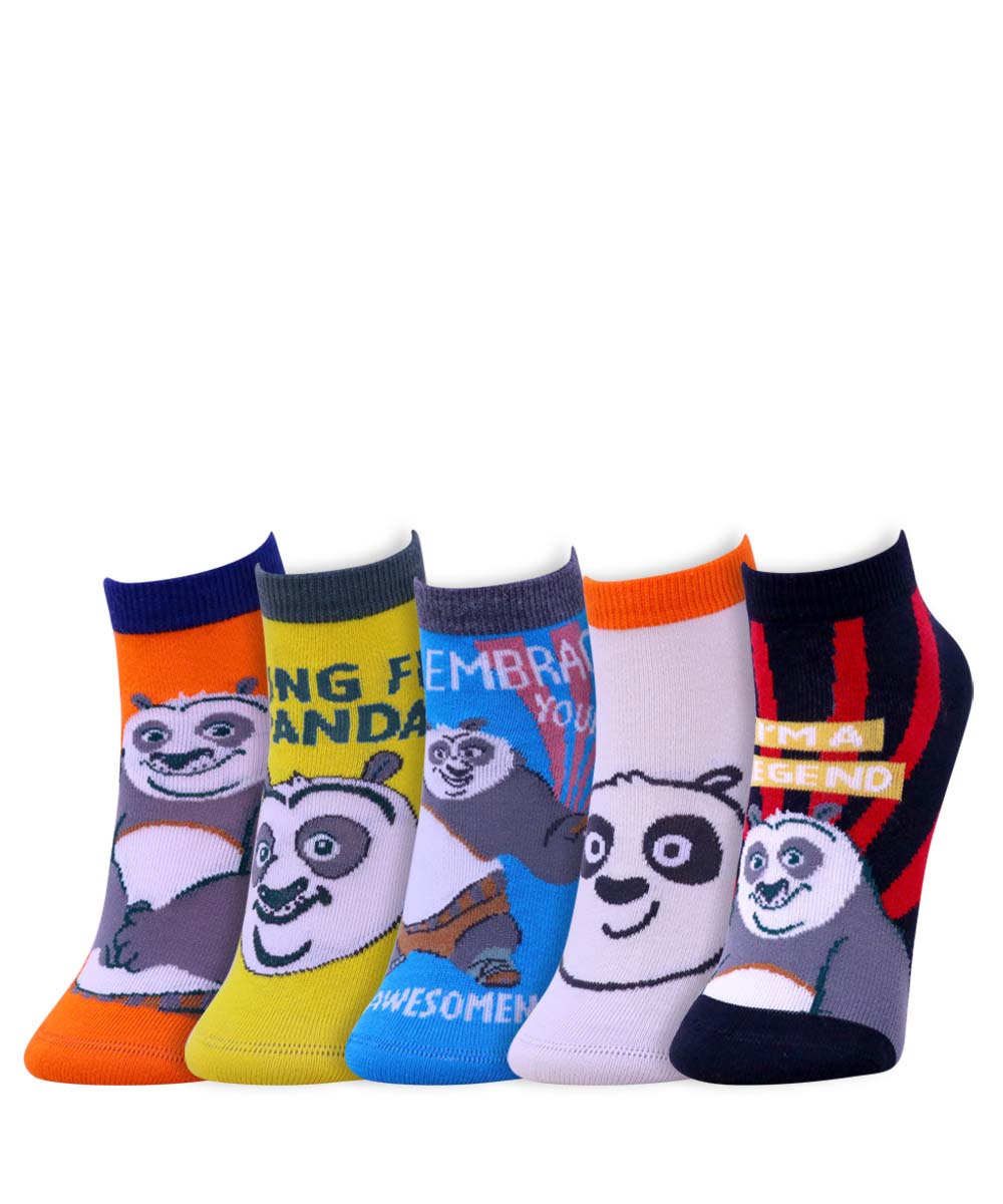 5pk Kung Fu Panda Face Design Socks