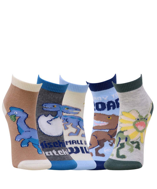 5pk Jurassic Daino Design Socks