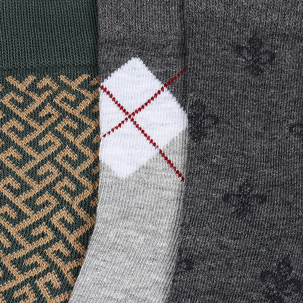 3 Pk Men's Premium Cotton Blend Argyle Socks