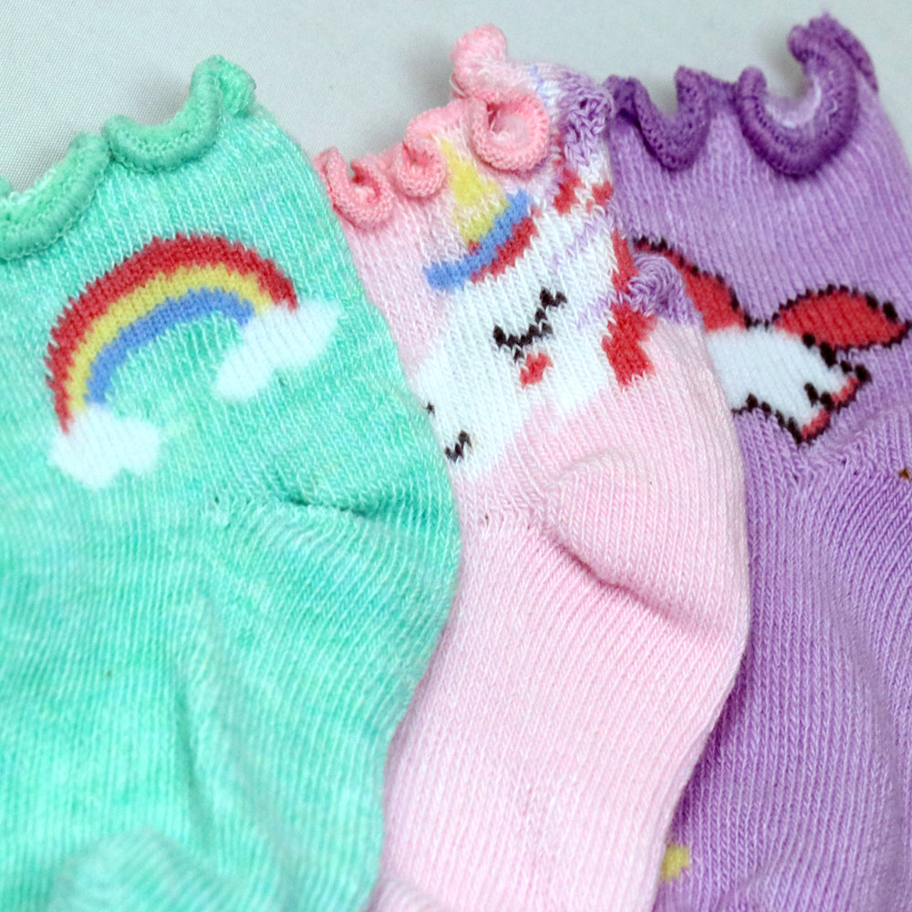 3 Pk Toddler Frill Edge Cotton Socks Soft & Comfortable Baby Girl Socks