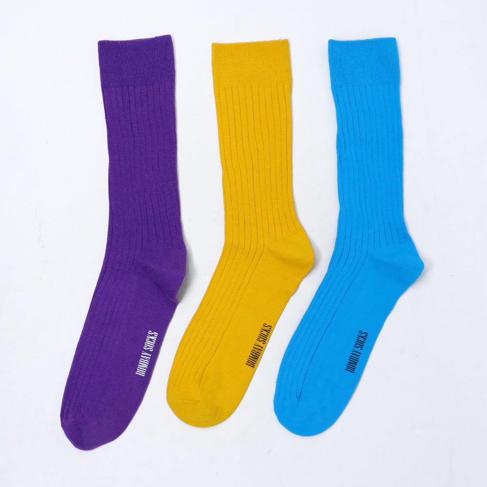 3pk Basic Plain Rib Socks