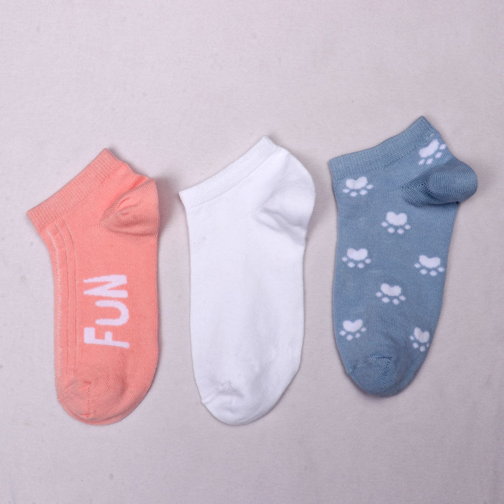 3 Pk Ladies Mix Design Print Socks