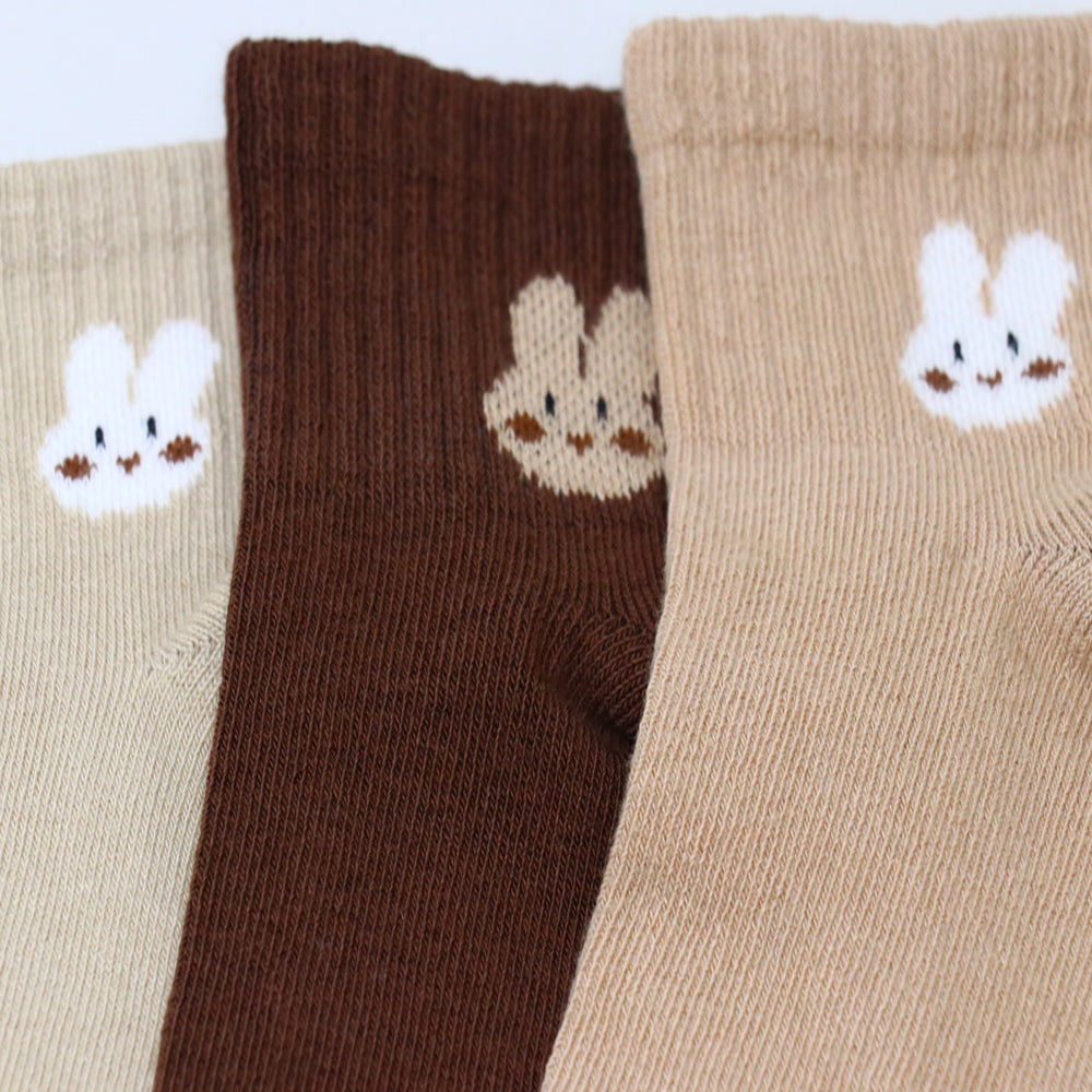 3 Pk Kids Bunny Design Ankle Length Cotton Blend Socks