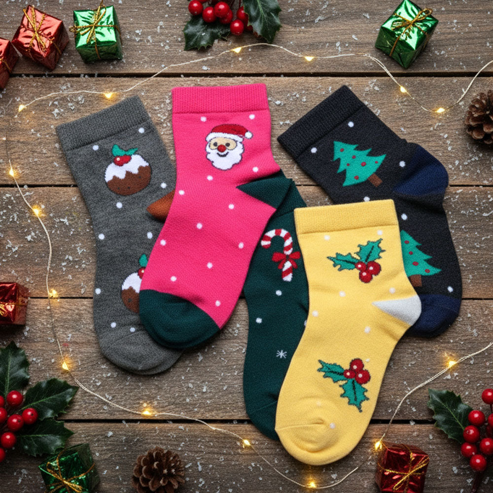 5 Pk Women’s Festive Socks - Christmas Edition