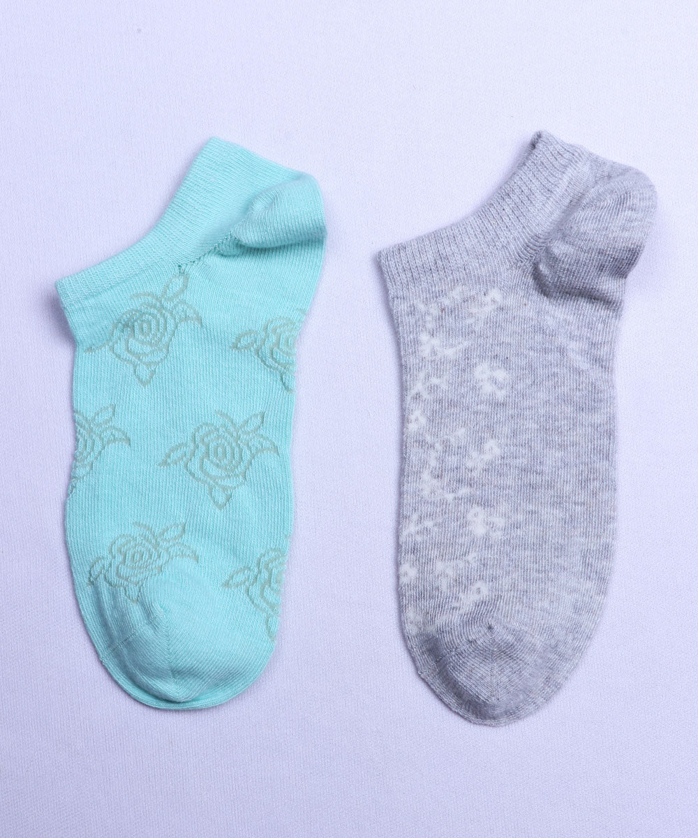 2pk Self Design Floral Print Socks