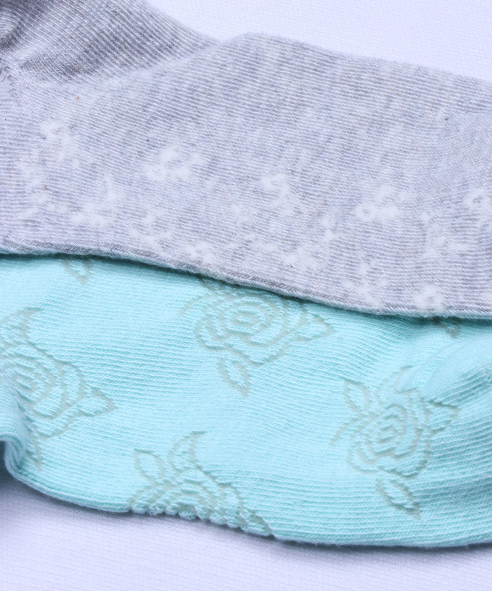 2pk Self Design Floral Print Socks