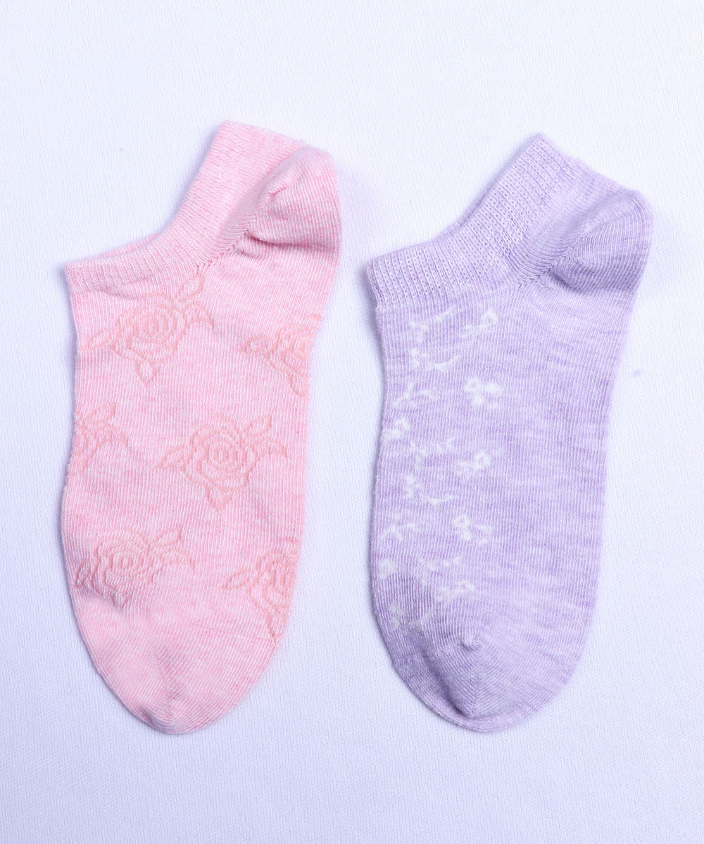 2pk Self Design Floral Print Socks