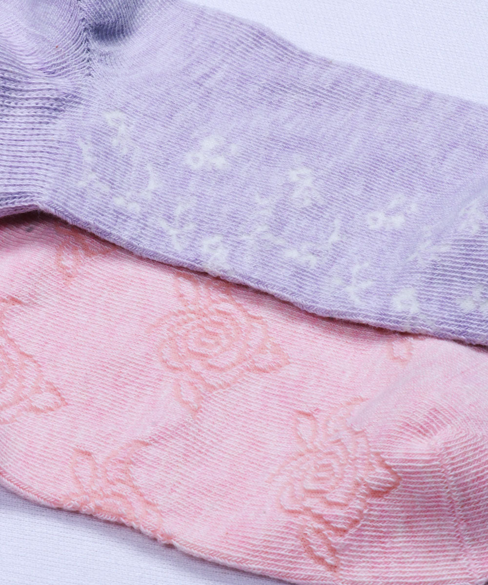 2pk Self Design Floral Print Socks