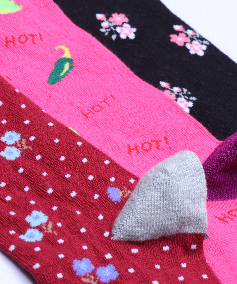 3pk Patterned Full Length Combo Socks