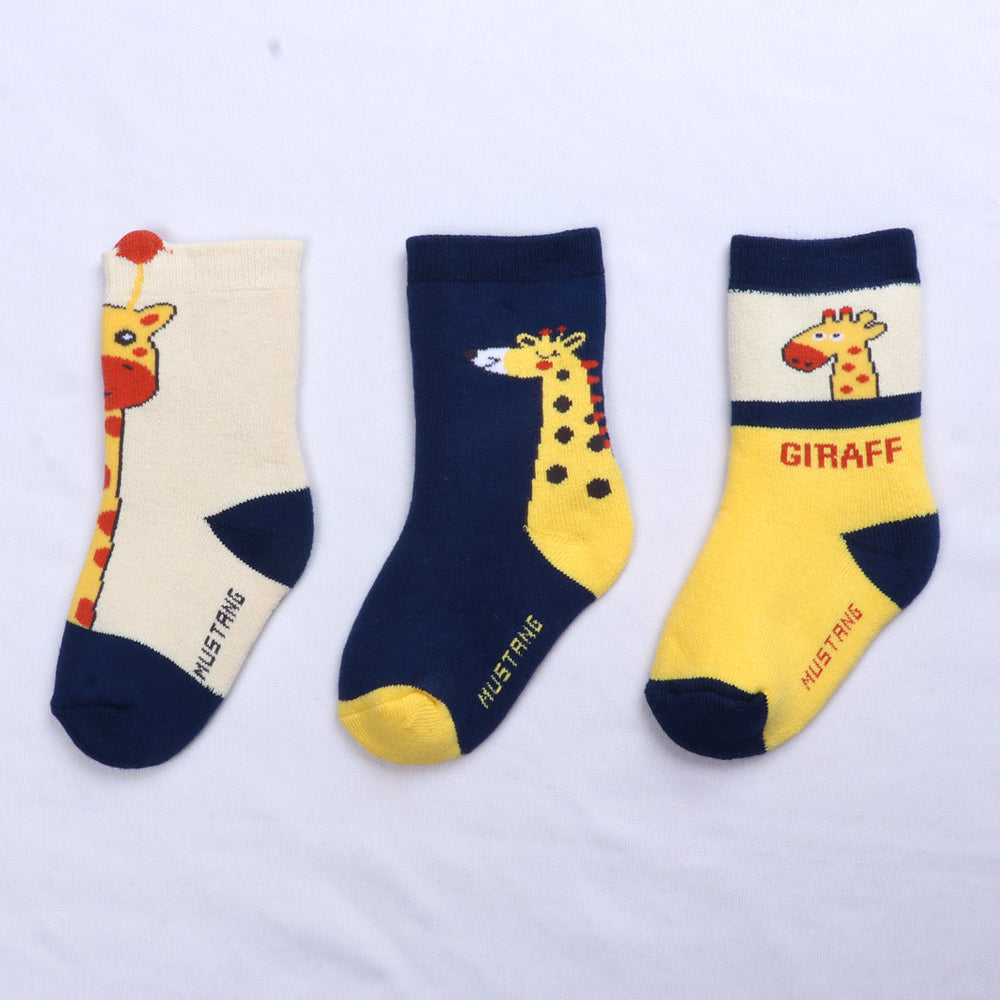 3Pk Giraff Design Terry Socks