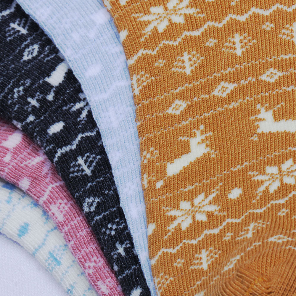 5 Pk Women's Nordic Reindeer & Snowflake Winter