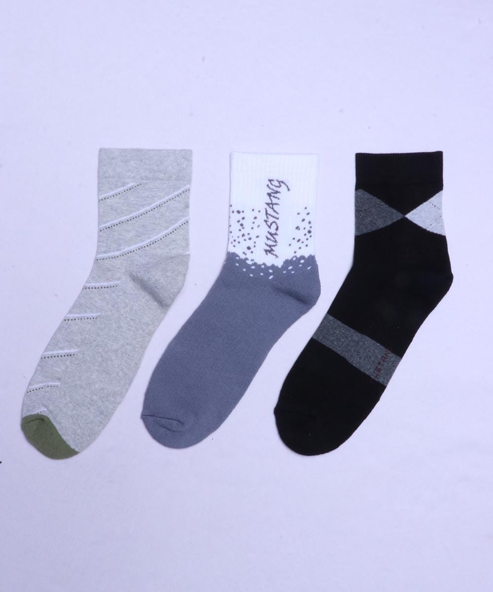 3pk Cotton Rich Design Terry Combo Socks