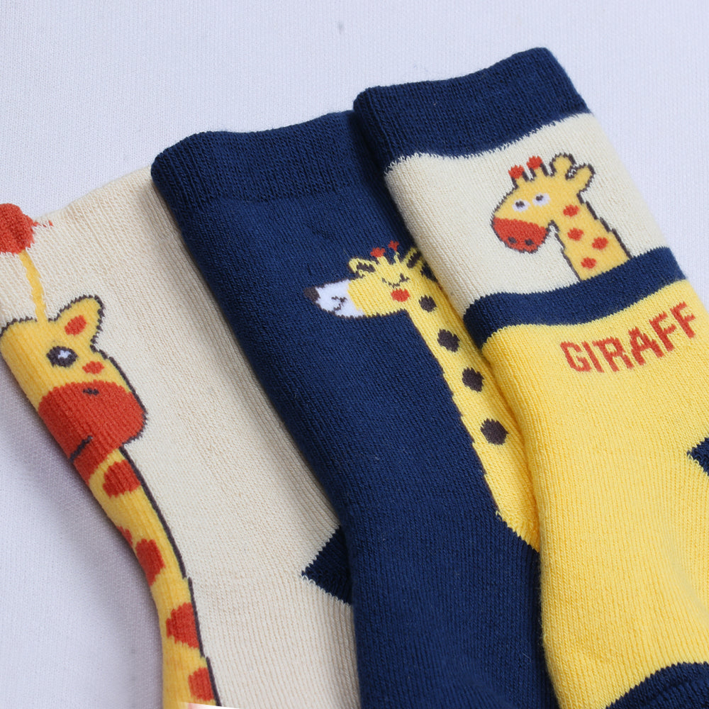 3Pk Giraff Design Terry Socks