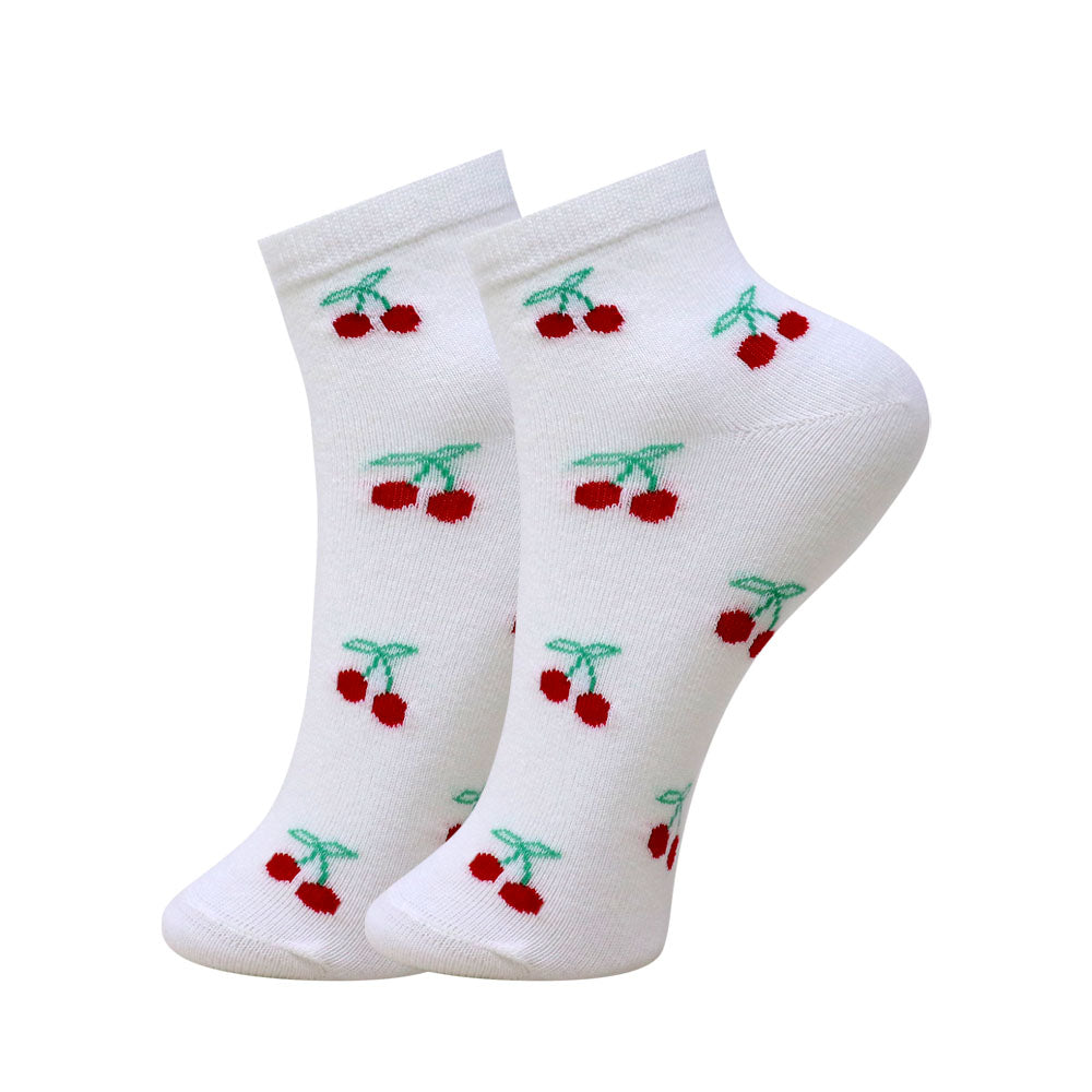 3 Pk Ladies Cherry Print Design Socks