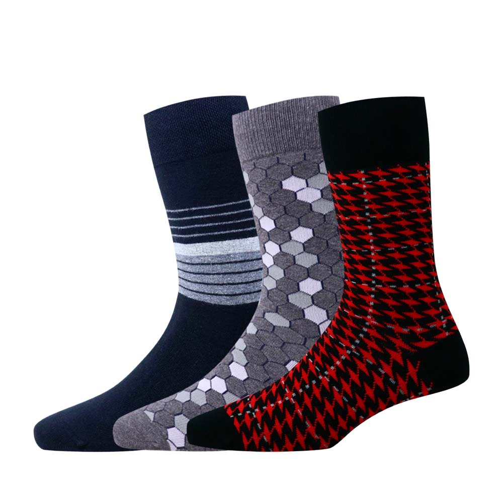 3pk Premium Patterned Cotton Socks