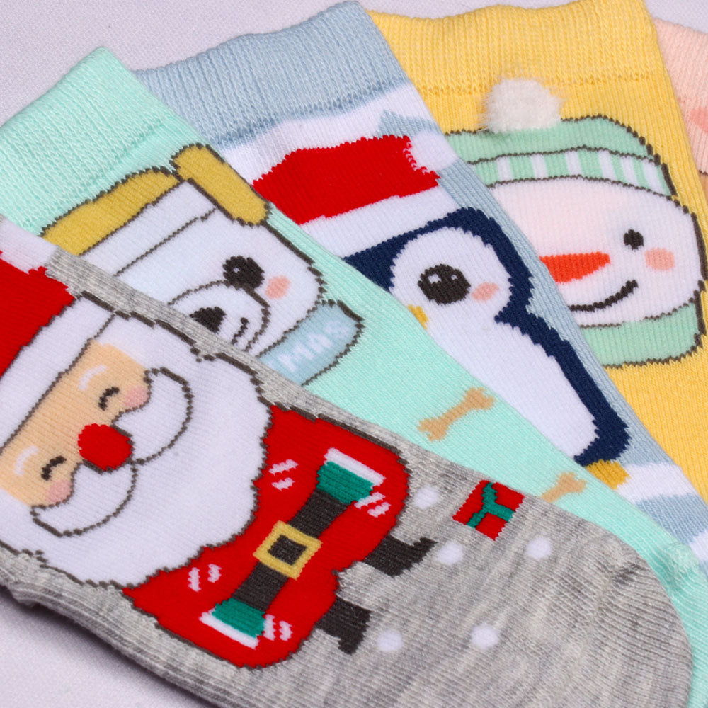 5 Pk Kid's Christmas Character Winter Crew Socks