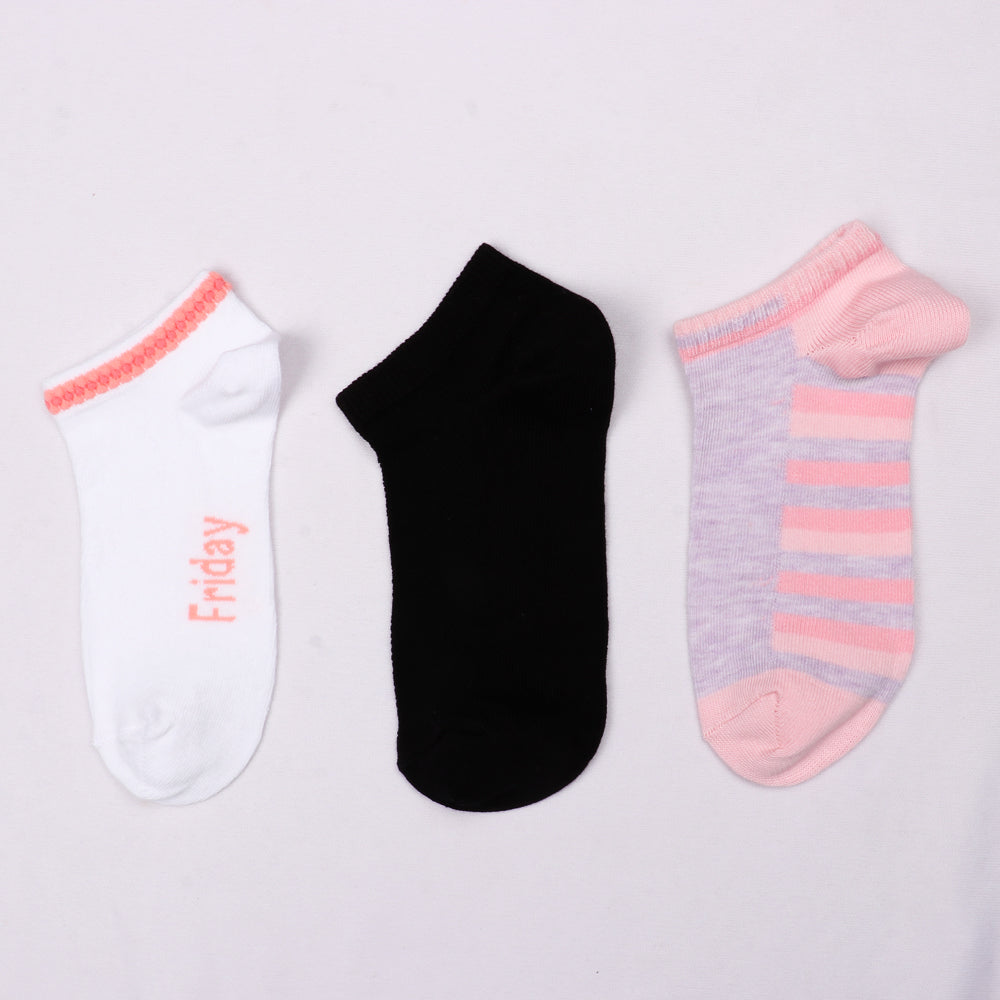 3 Pk Ladies Mix Design Print Socks
