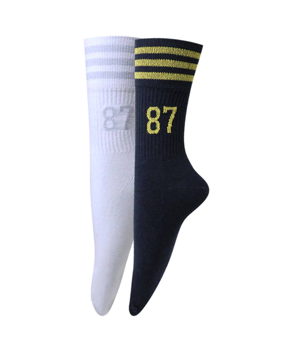 2pk Ribbed Tennis Design Socks