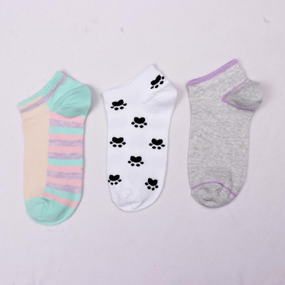 3 Pk Ladies Mix Design Print Socks