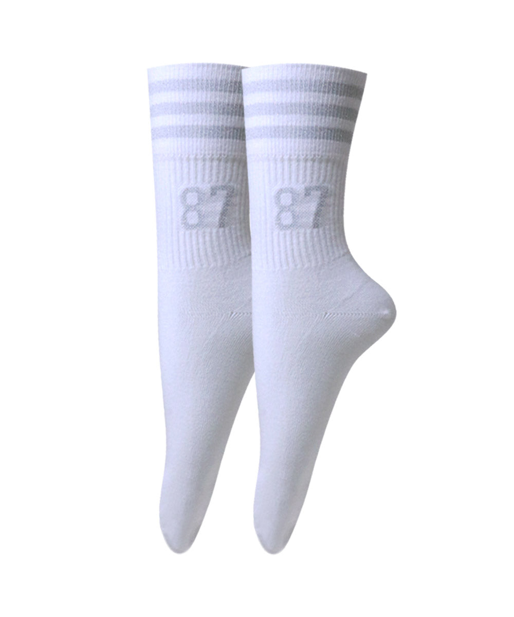2pk Ribbed Tennis Design Socks