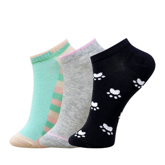 3 Pk Ladies Mix Design Print Socks