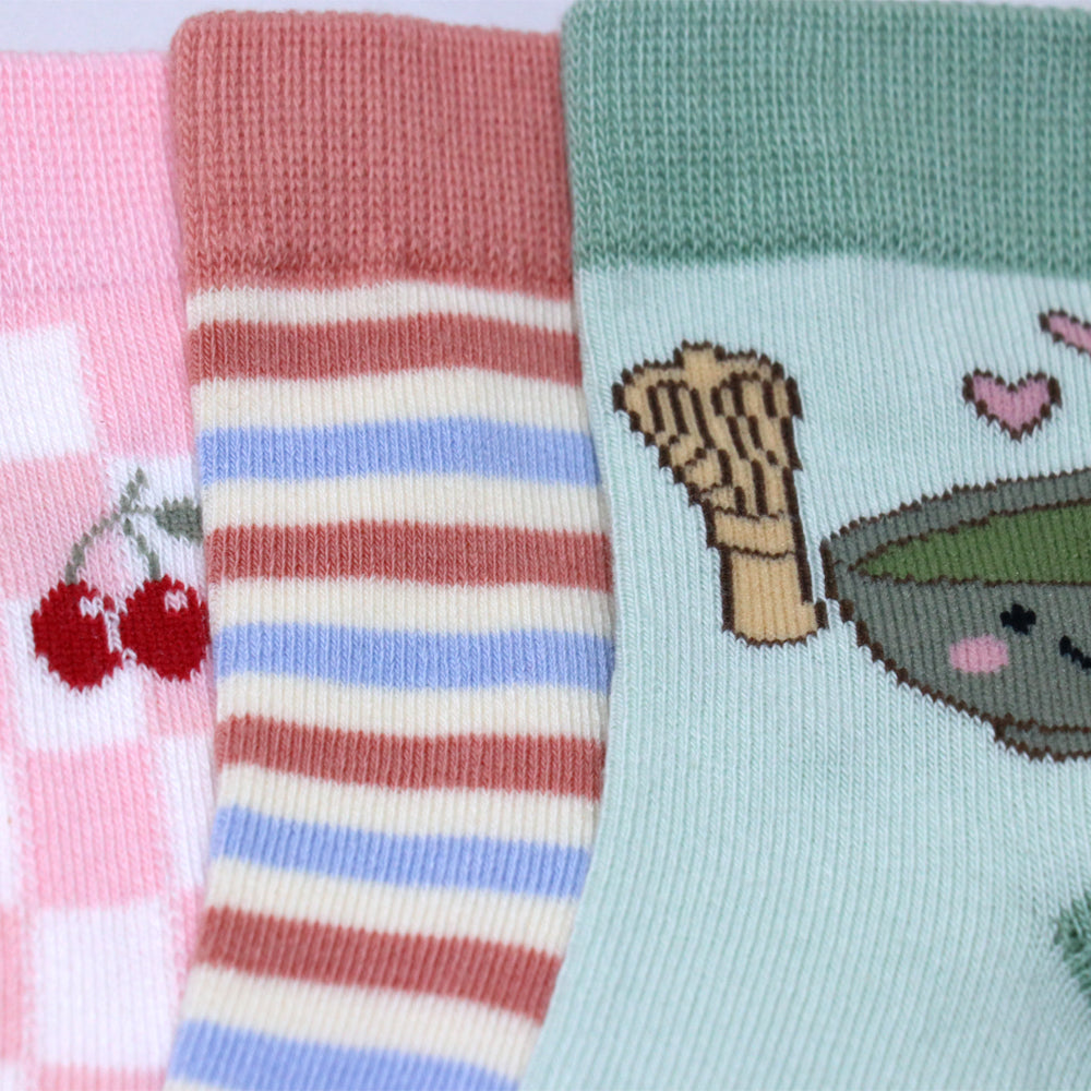 3 Pk Girls Cute Character & Pattern Crew Socks