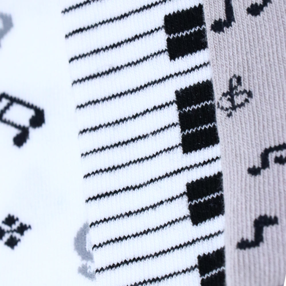 3 Pk Mustang Pepe Jeans Men’s Music & Piano Printed Ankle Socks