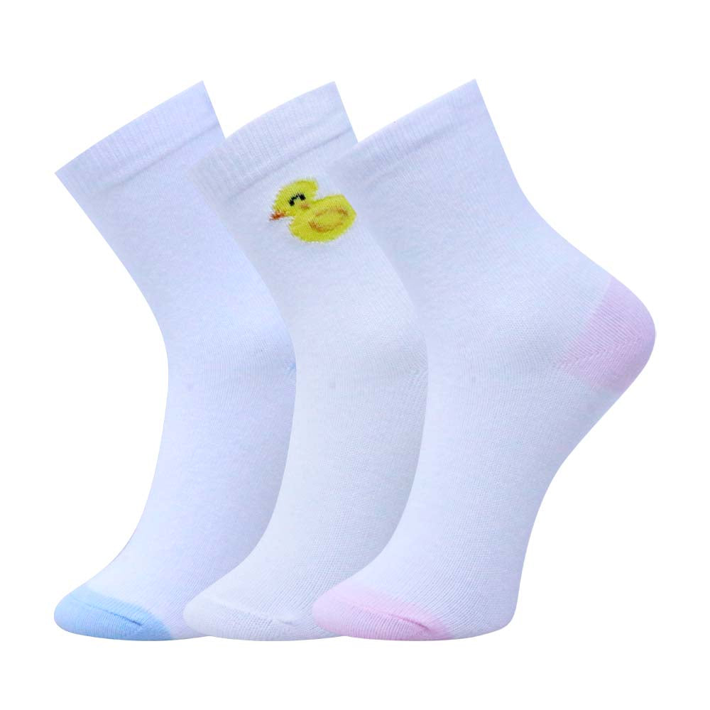3pk Kids' Cute Duck Embroidered Socks
