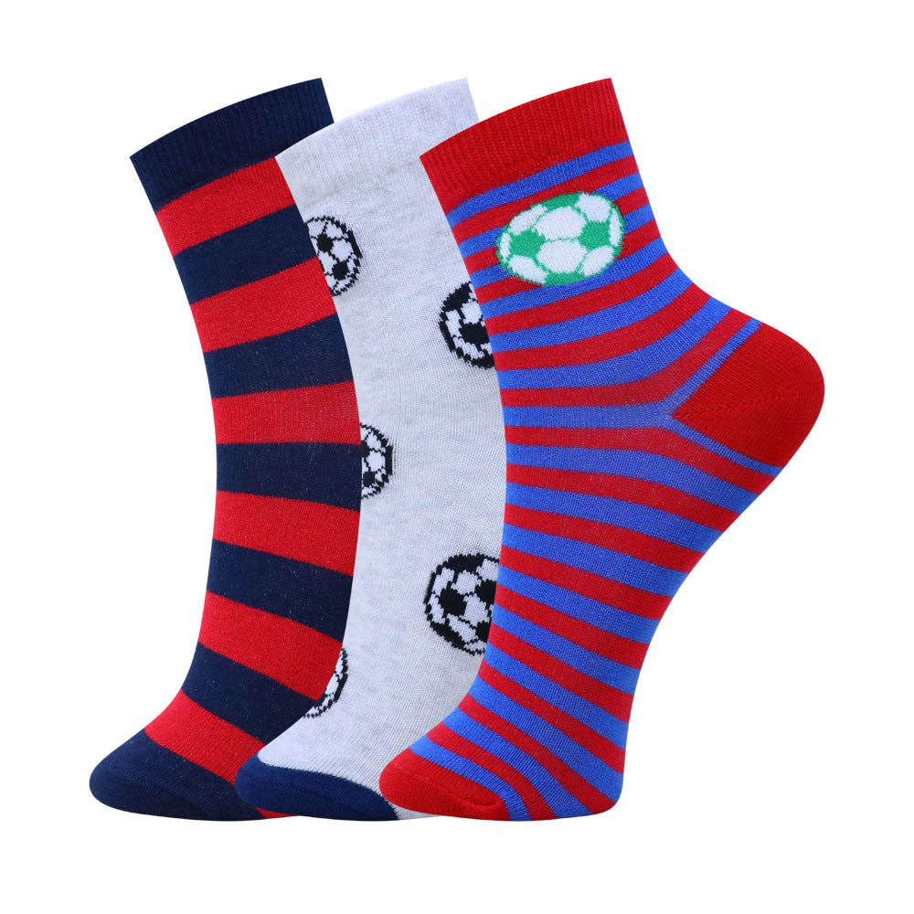 3PK Kids' Soccer-Themed Socks
