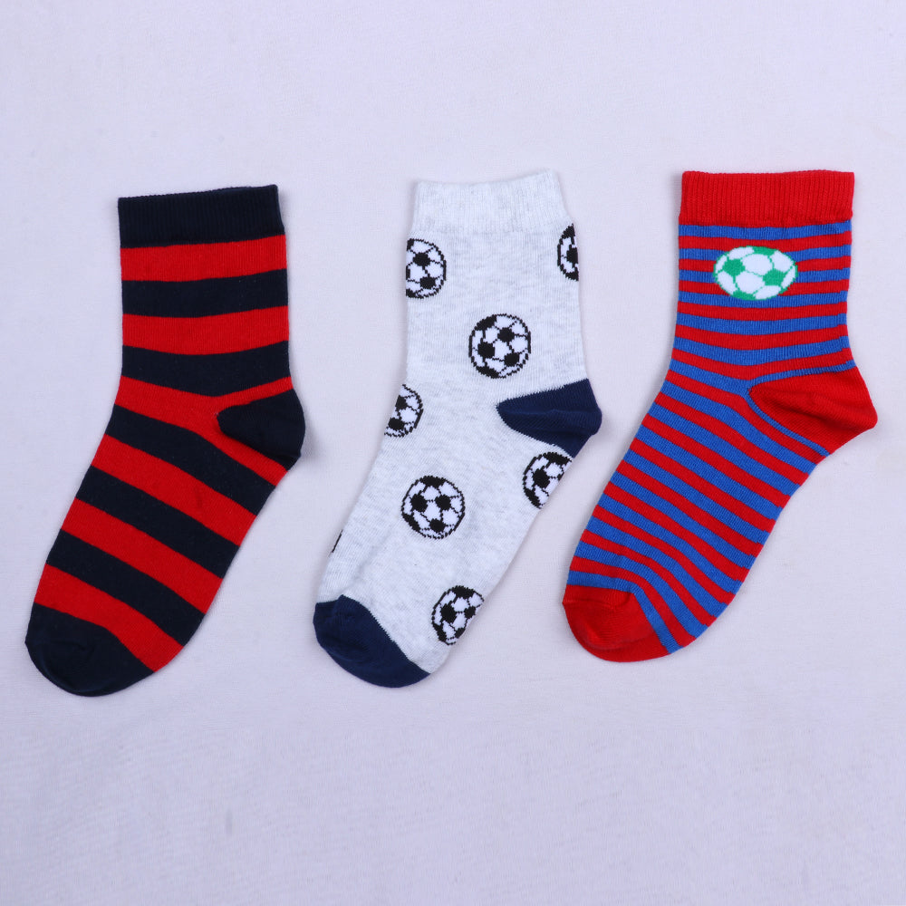 3PK Kids' Soccer-Themed Socks