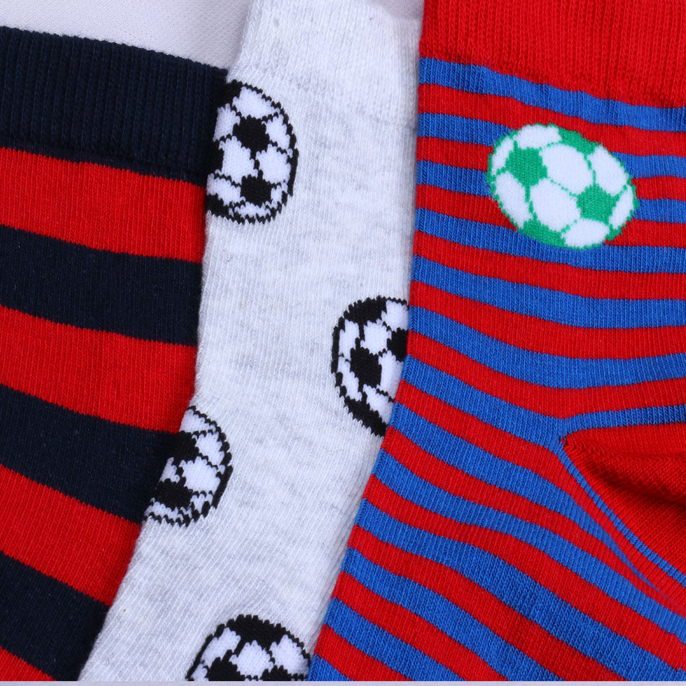 3PK Kids' Soccer-Themed Socks