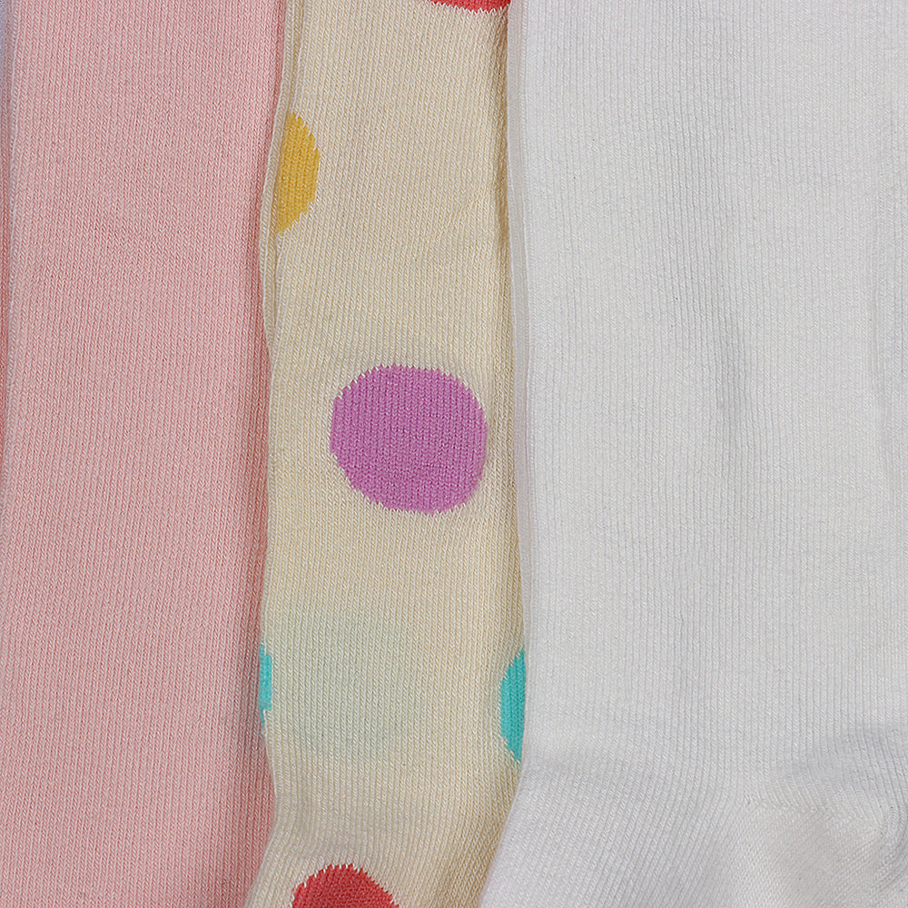3 Pk Kids' Cotton Full-Length Tights Soft, Breathable & Stretchable Stockings For Girls