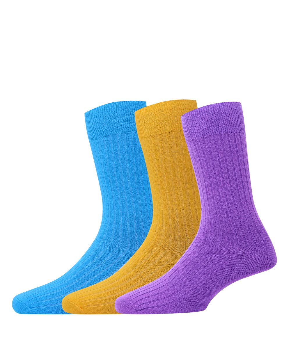 3pk Full Length RIB Socks Assorted