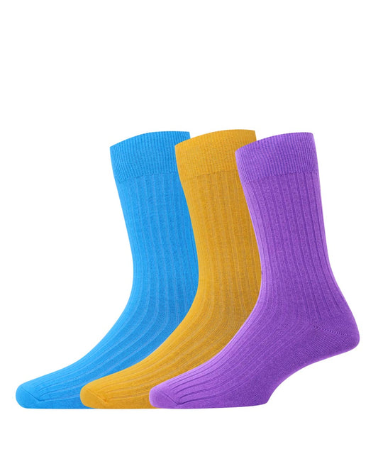3pk Full Length RIB Socks Assorted