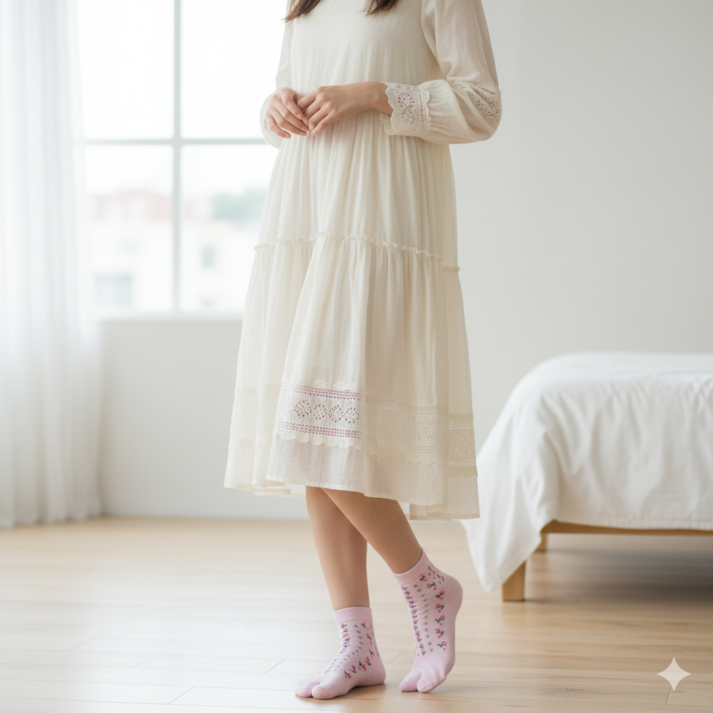 5 Pk Angutha Flower Multi Design Socks