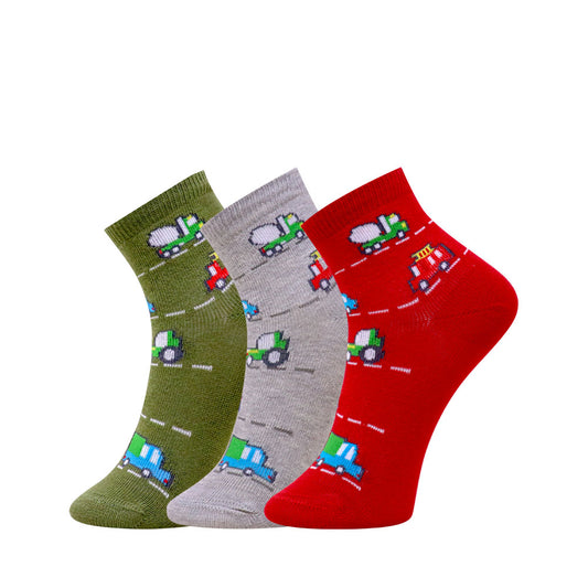 3 Pk Mustang Kids Vehicle Print Socks