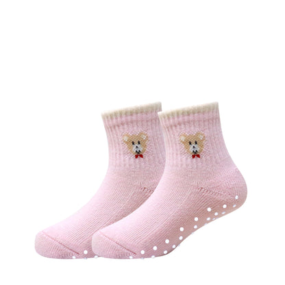 3 Pk Mustang Kids Soft Cotton Blend Bear Socks With Anti-Skid Sole