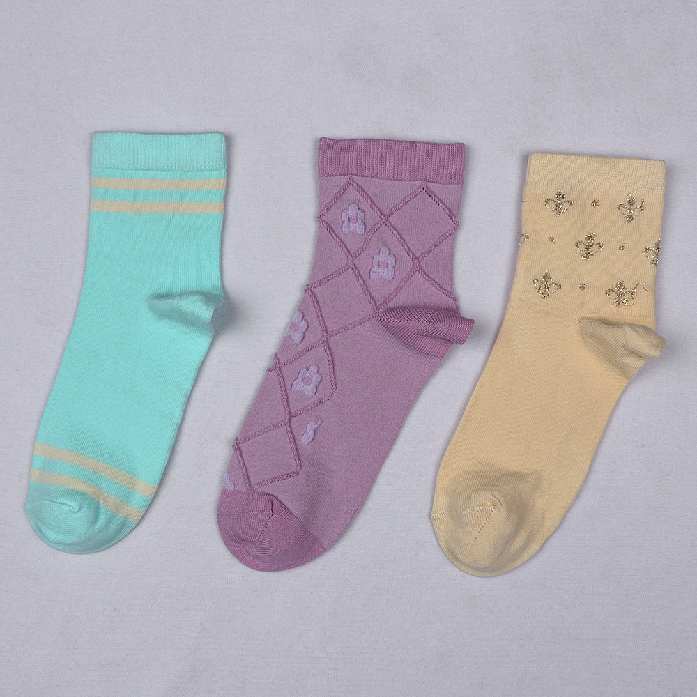 3 Pk Women's Fashion Crew Socks Soft Cotton Blend Breathable Casual Socks
