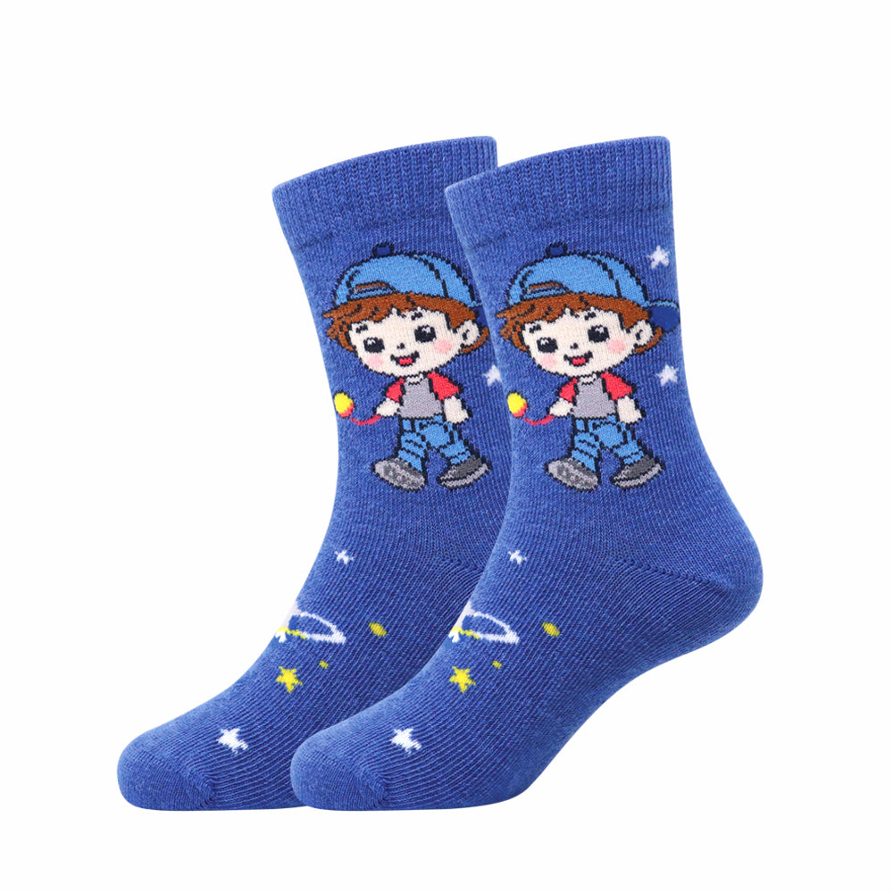 3 Pk Kids’ Cartoon Character Crew-Length Socks – Fun Printed Socks With Star