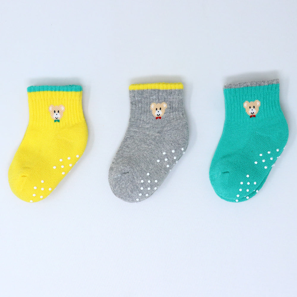 3 Pk Mustang Kids Cartoon Bear Cotton Socks