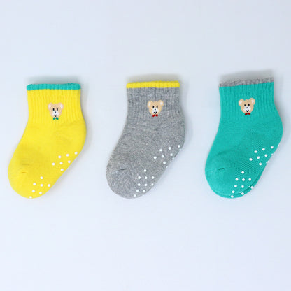 3 Pk Mustang Kids Cartoon Bear Cotton Socks