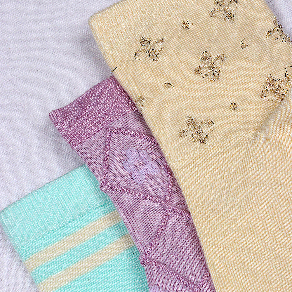 3 Pk Women's Fashion Crew Socks Soft Cotton Blend Breathable Casual Socks