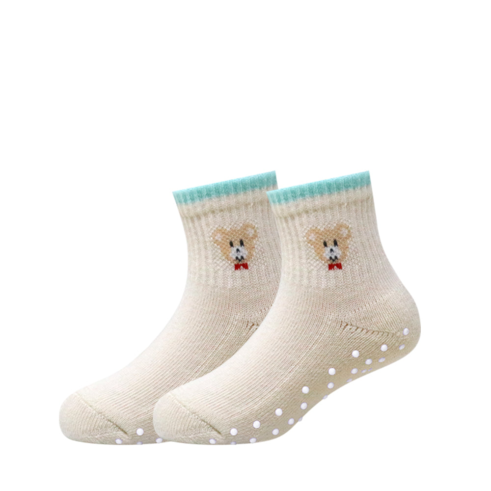 3 Pk Mustang Kids Soft Cotton Blend Bear Socks With Anti-Skid Sole