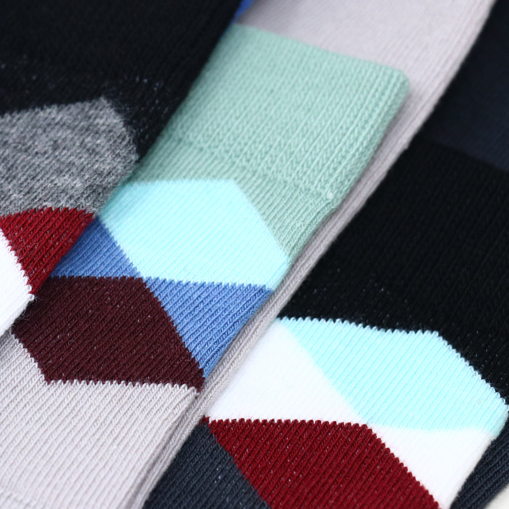 3 Pk Men’s Multicolour Geometric Pattern Socks