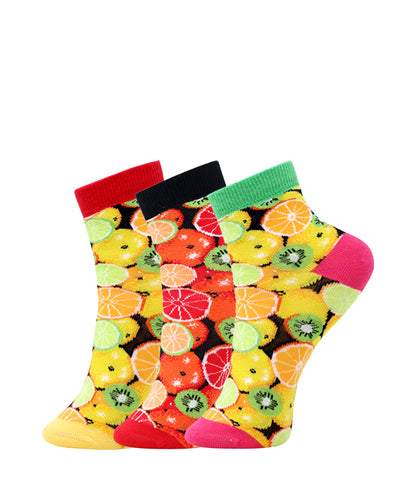 3pk 3D Orange N Lime Design Ankle Length