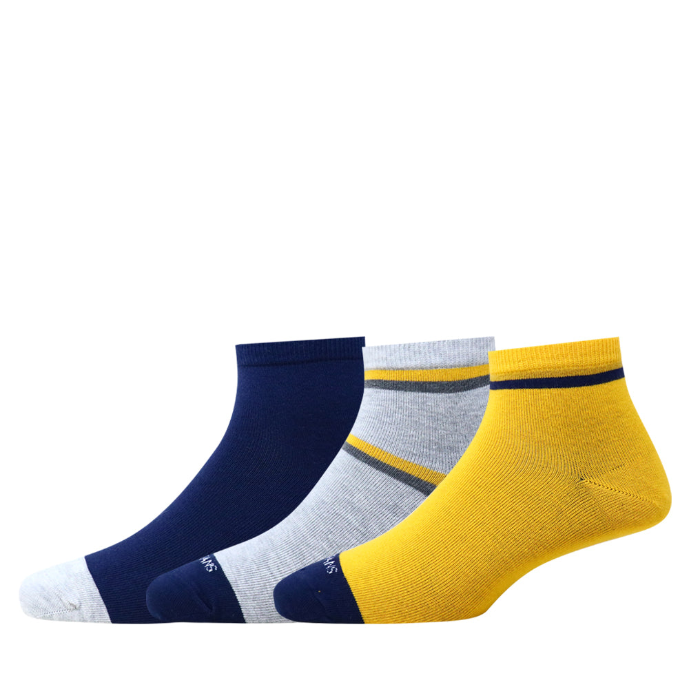 3 Pk Mustang Color Block Ankle Socks