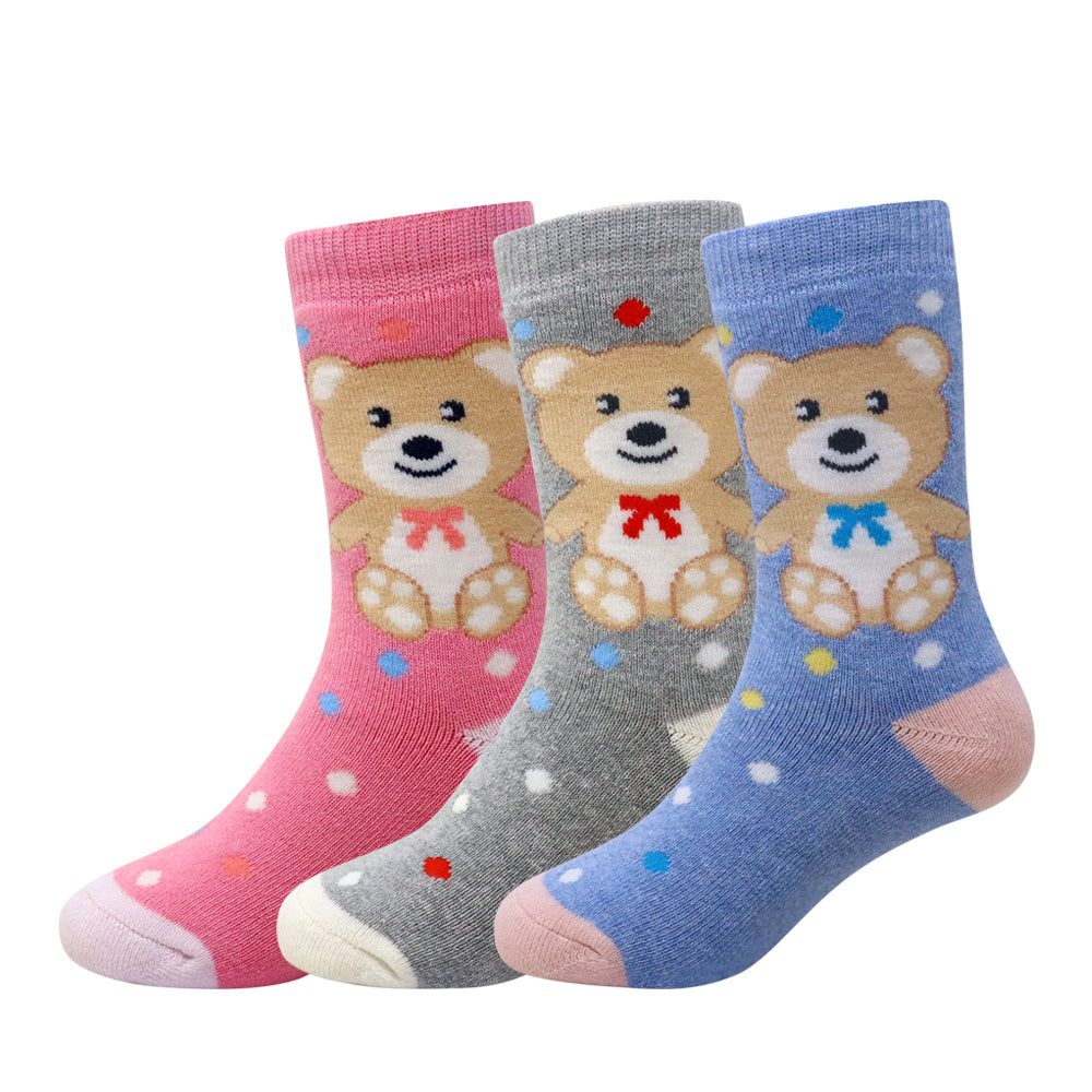 3 Pk Cute Teddy Bear Kids Terry Socks