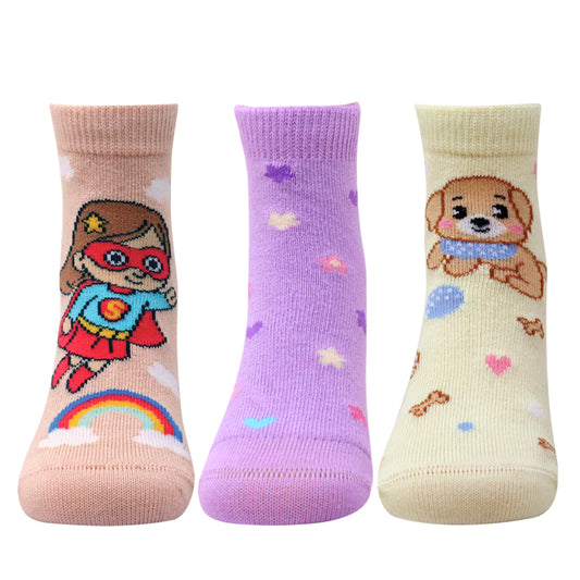 3 Pk Kids’ Superhero & Cuddle Friends Crew Socks – Fun Character Printed Socks